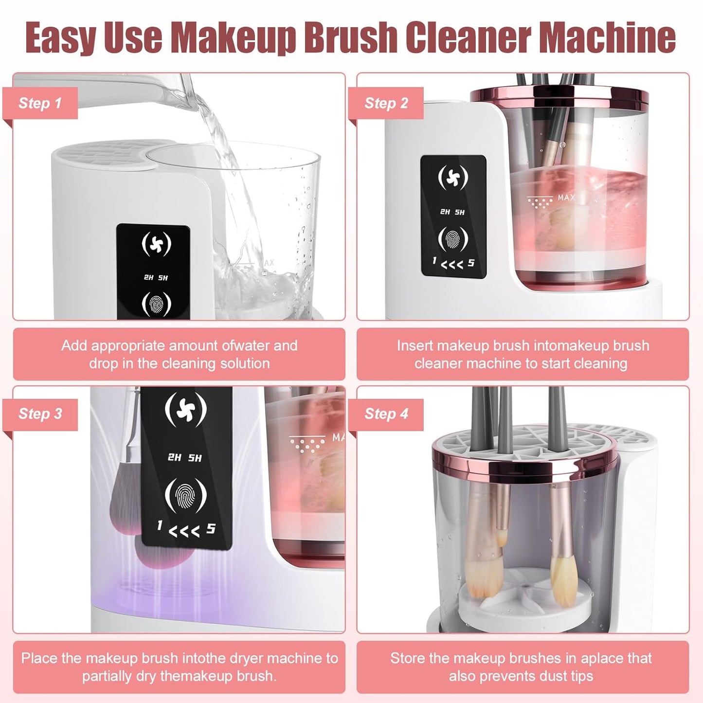 3 IN 1 Electric Makeup Brush Cleaner Machine, With Make up Brush Dryer- USB Makeup Brush Cleaner. Automatic Washer Cosmetic Brushes Cleaner Tool for All Size Beauty Swirl Cosmetic Brush Cleaner (XL)-GlimoraGlow