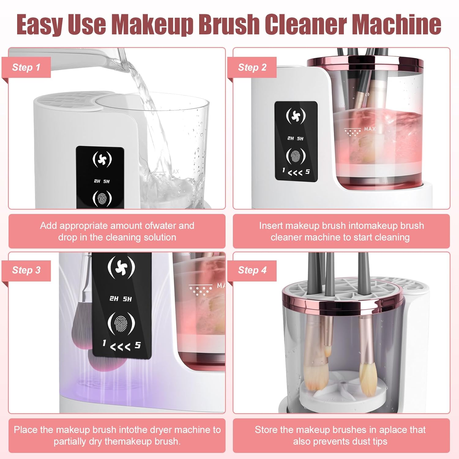 3 IN 1 Electric Makeup Brush Cleaner Machine, With Make up Brush Dryer- USB Makeup Brush Cleaner. Automatic Washer Cosmetic Brushes Cleaner Tool for All Size Beauty Swirl Cosmetic Brush Cleaner (XL)-GlimoraGlow