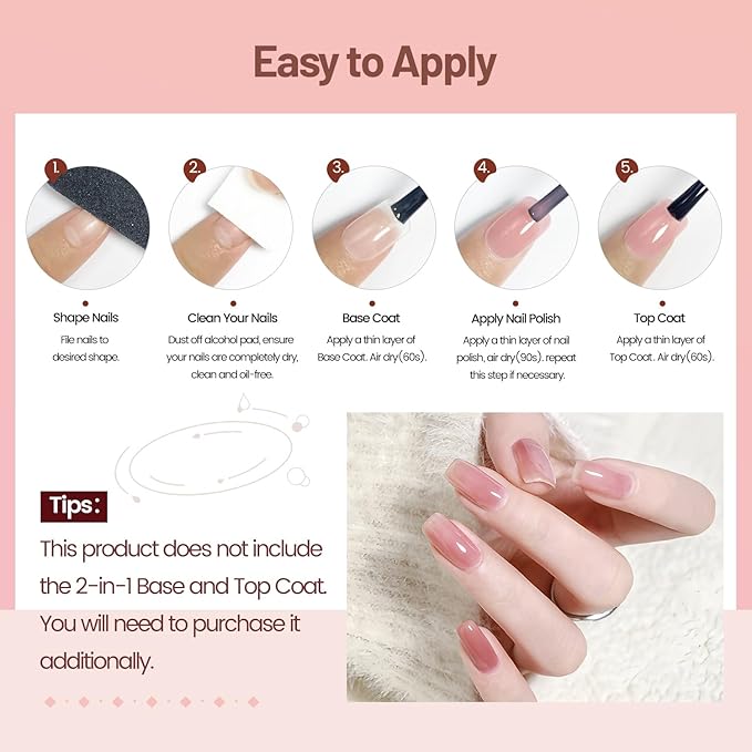 Jelly Nail Polish Set 6 Colors Nude Pink Pale Purple Jelly Quick Dry Nail Polish Set for Nail Art Manicure DIY Salon-GlimoraGlow