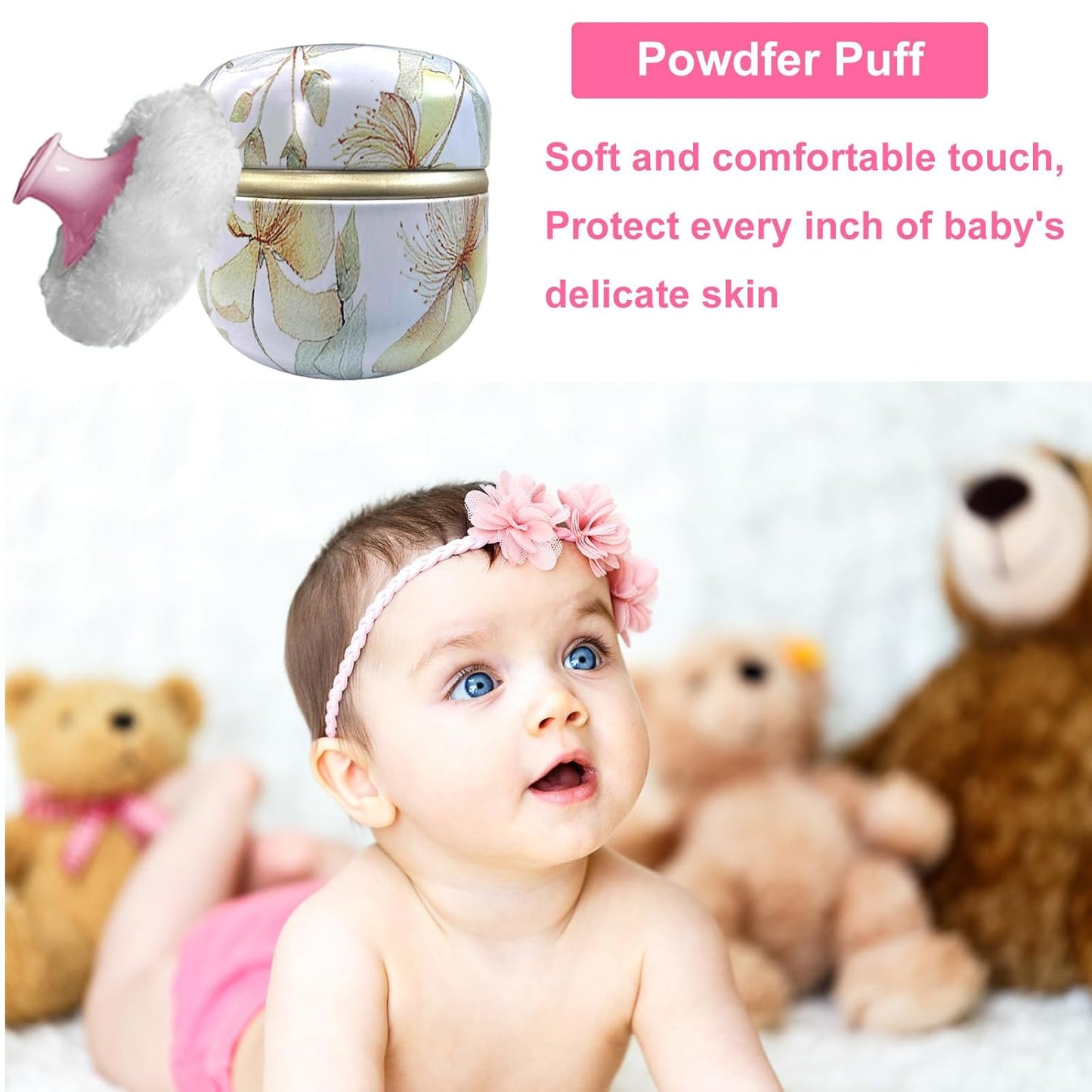 Body Powder Puff and Container for Dusting Powder, Women Powder Puff and Powder Case for Bath and Travel (Flower Song)-GlimoraGlow