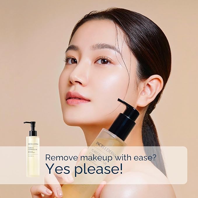 Riman Incellderm Purecell Cleansing Oil | 4.9 fl oz | Gentle Makeup Remover and Hydrating Cleanser | Lightweight and Non-Comedogenic | Suitable for Various Skin Types | Plant-Based Formula-GlimoraGlow