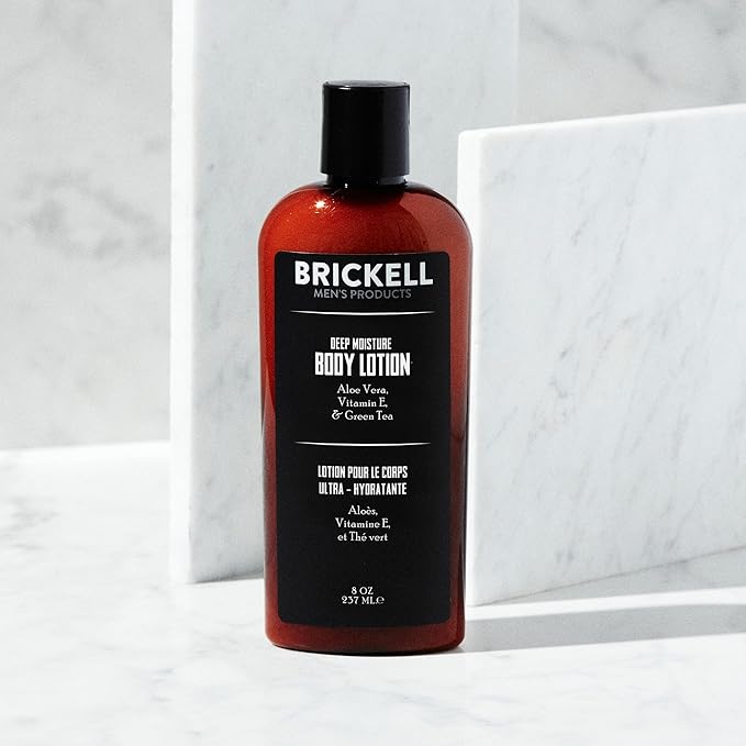 Brickell Men's Deep Moisture Body Lotion for Men, Natural and Organic Protects and Hydrates Dry Skin, 8 Ounce, Scented-GlimoraGlow