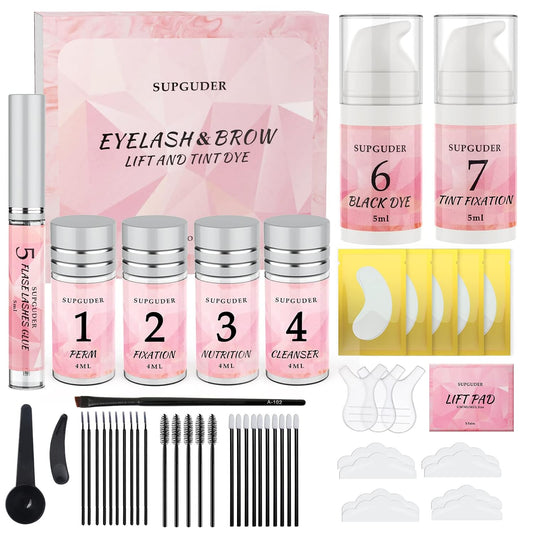 2025 4in1 Lash Lift and Brow Lamination Kit with Long-Lasting Black Color for 6-8 Weeks, Eyelash & Eyebrow Perm DIY Professional Kit,Easy to Use at Home & Salon-GlimoraGlow