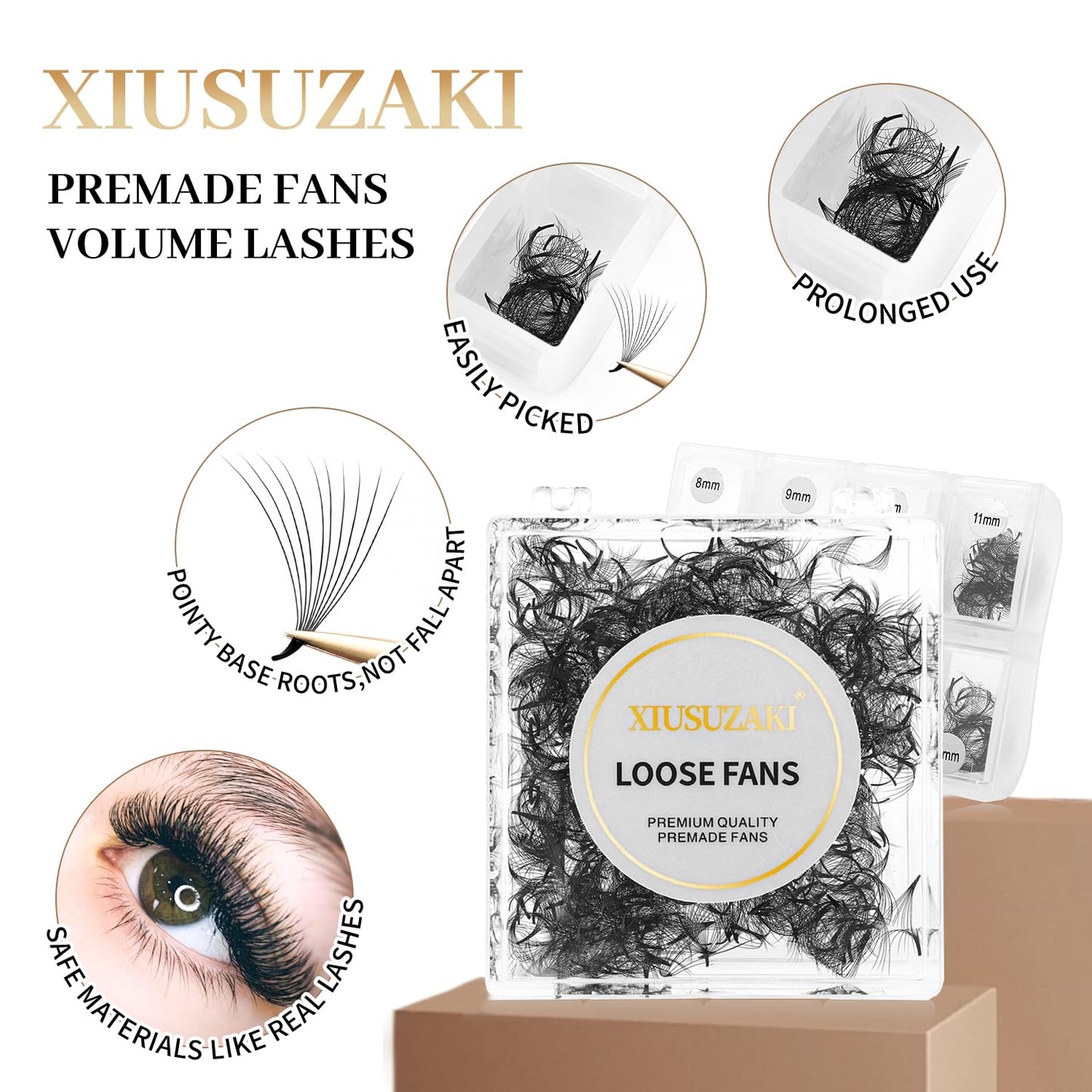 Premade Fans Eyelash Extensions 600 Fans 5D Premade Lash Fans Volume Lash Extensions 0.07 Thickness Eyelash Extension D Curl 13mm Fluffy Soft Handmade Loose Fan(600Fans-5D-0.07-D,13mm)-GlimoraGlow