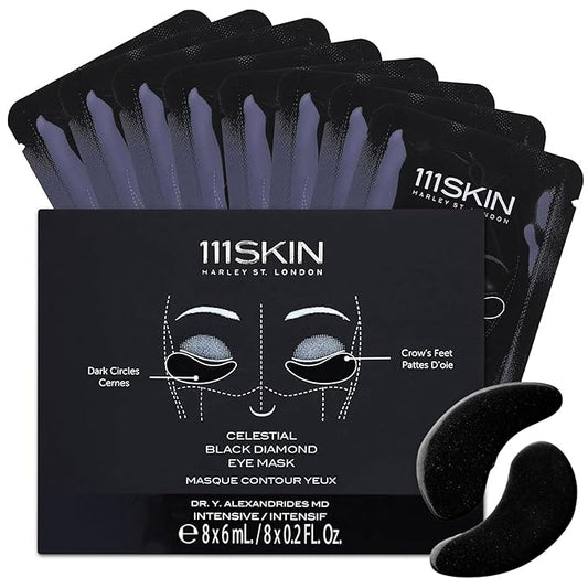 111SKIN Black Diamond Eye Mask, Hydrating Under Eye Patches for Dark Circles with Retinol, Hyaluronic Acid & Niacinamide, Helps Lift & Firm the Appearance of Fine Lines & Undereye Area, 8 Pairs-GlimoraGlow