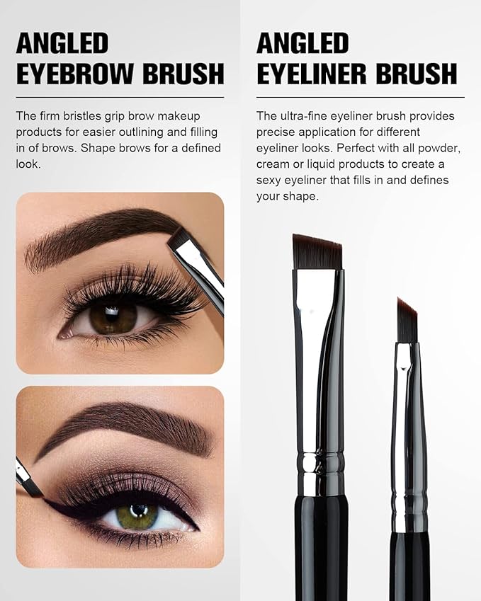 Eyebrow Brush & Eyeliner Brush, EigshowBeauty Double-Ended BrushesOne Brush For 2 Uses - Black (D104)-GlimoraGlow