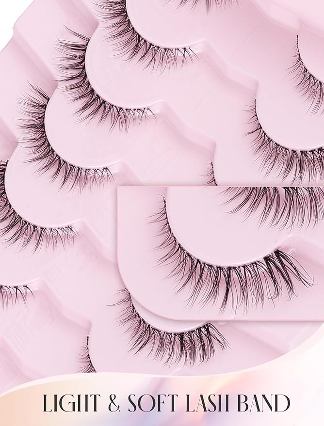 Lashes Natural Look False Lashes Wispy Lashes Fake Eye Lashes Strip Lashes Natural Eyelashes Wispy Natural Lashes UP24-GlimoraGlow