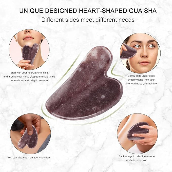 Jade Roller for Face, Facial Roller Massager Skin Care Tool, Gua Sha Facial Tools for Face, Neck, Eyes, Reduce Puffiness of The Skin(Purple)-GlimoraGlow