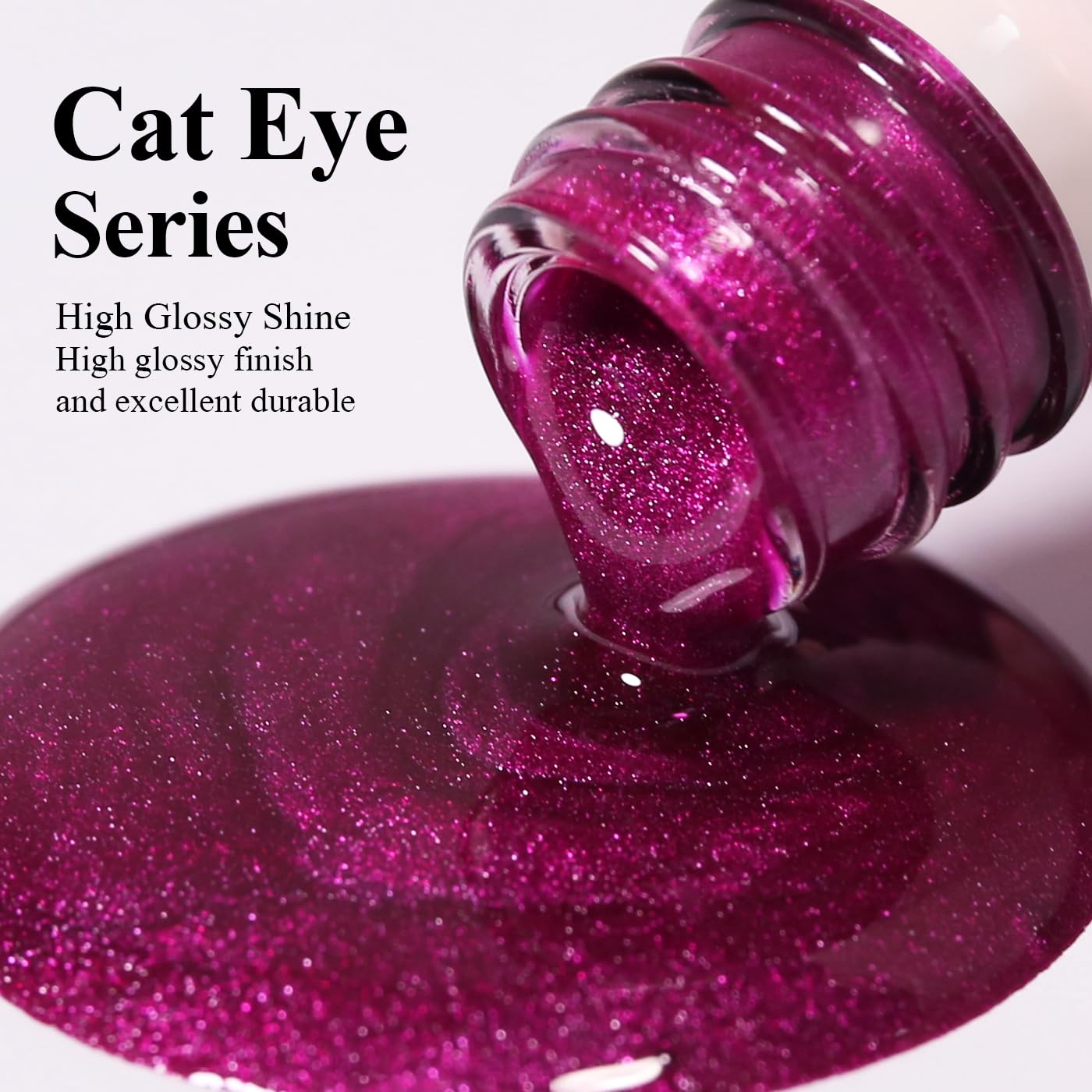 Imtiti Cat Eye Gel Nail Polish, Hot Pink Holographic Magnetic Crystal Nail Gel Polish With Magnet Glittery Galaxy Spring Summer Kit Soak Off UV Led 10ML-GlimoraGlow