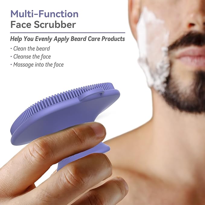 2 Pack Face Scrubber,Silicone Facial Cleansing Brush for Men & Women,Reusable Gentle Facial Waterproof Cleansing Skin Brush Exfoliating Scrubber for Sensitive Skin (Gray+Purple)-GlimoraGlow