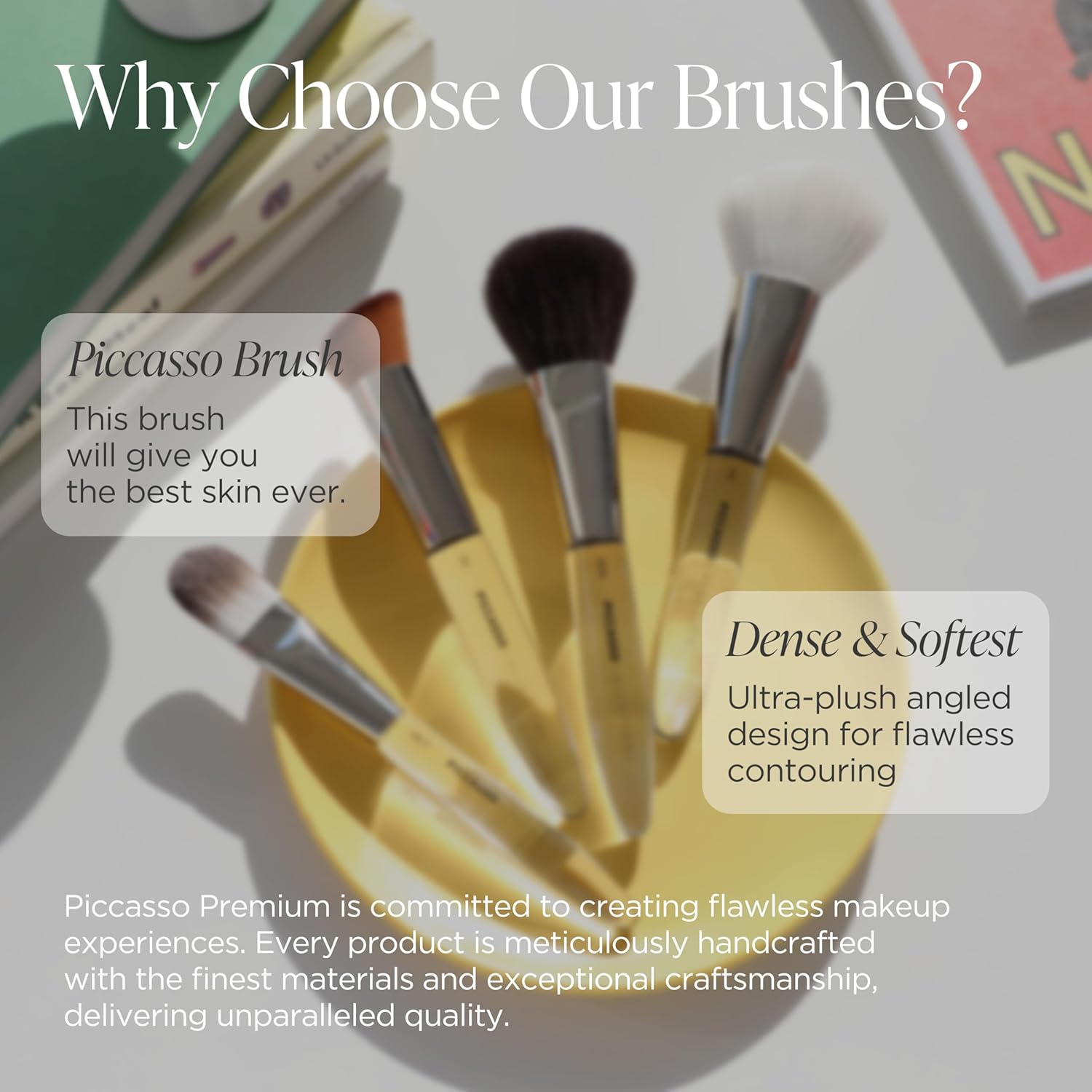 Piccasso COLLEZIONI 103A Powder Brush – Soft Makeup Brush for Face, Fluffy Blush and Setting Tool with Goat Hair Blend, Ideal for Powder Application, Shading, and Natural Finish, Professional Korean-GlimoraGlow