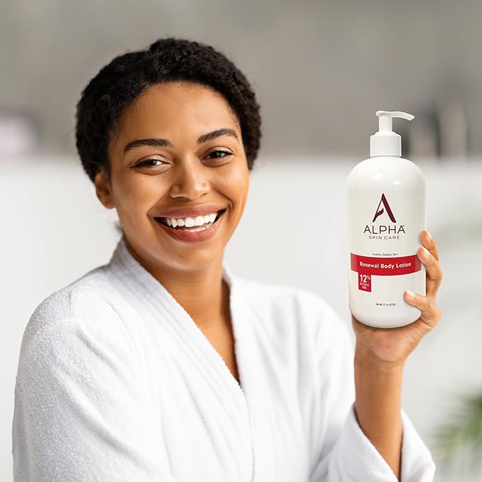 Alpha Skin Care Revitalizing Body Lotion, 12% Glycolic AHA, Simple & Effective Daily Moisturizer Hydroxy Acid, Hydrates & Exfoliates for Soft, Smooth Skin, Anti-Aging, 23 Oz-GlimoraGlow