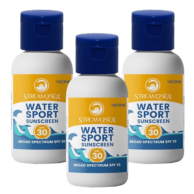 STREAM 2 SEA SPF 30 Mineral Sunscreen Biodegradable and Reef Safe, 1 Fl oz Travel Size Pack of 3, Paraben Free Non Greasy and Moisturizing Mineral Sunscreen For Face and Body Against UVA and UVB-GlimoraGlow