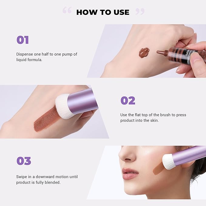 Jessup Foundation Brush for Liquid Makeup, Face Kabuki Makeup Brush for Contour Powder Blush and Bronzer, Ultra-Soft Fiber Perfect for Blending Liquid AS003-GlimoraGlow