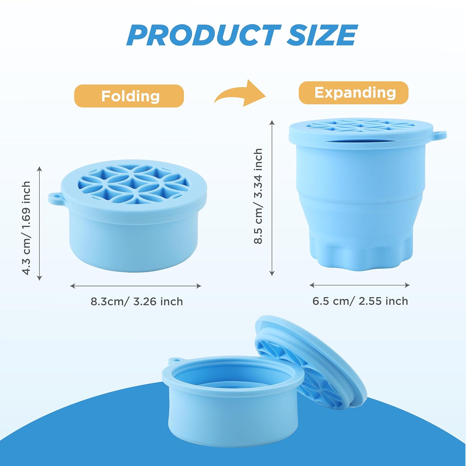 Makeup Brush Cleaner - Foldable Silicone Makeup Brush Cleaner Mat with Brush Storage Holder Makeup Brush Cleaning Bowl Cosmetic Brush Washing Tool for Cleaning Organizer and Drying (Blue)-GlimoraGlow