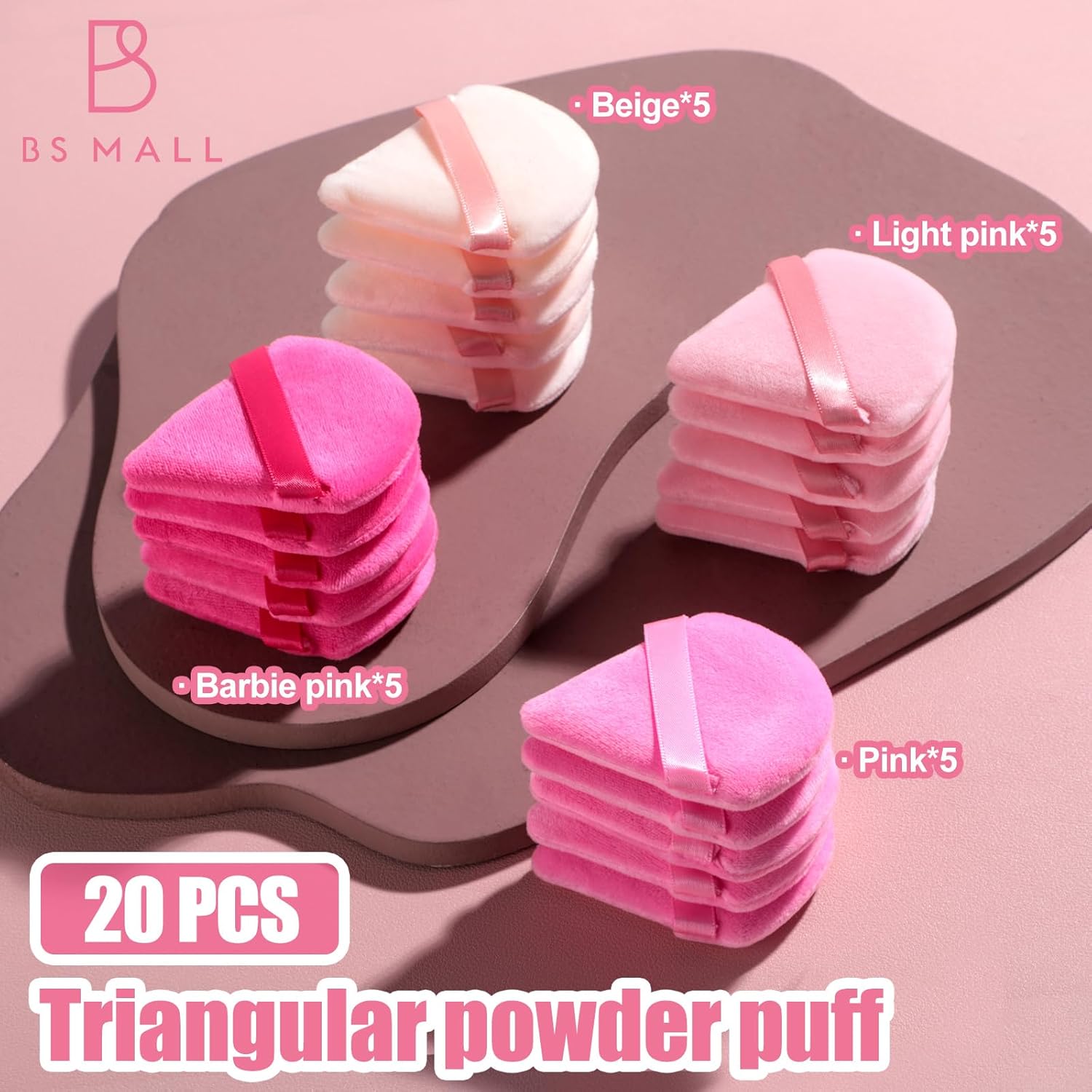 BS-MALL Makeup Sponge Set, Triangle Beauty Blender Puffs, 20 Pieces, Cosmetic Applicators (Pink)-GlimoraGlow