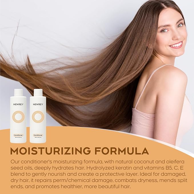 Hydrating Conditioner for Dry, Damaged Hair - 8.4oz | Moisture Repair Treatment with Hydrolyzed Keratin & Coconut Oil for Smooth, Shiny, Manageable Hair-GlimoraGlow