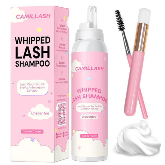 Whipped Lash Cream Shampoo Unscented Foam Cleanser | 100ml Eyelash Extension Cleaning Bath Kit | Salon&Home Use-GlimoraGlow