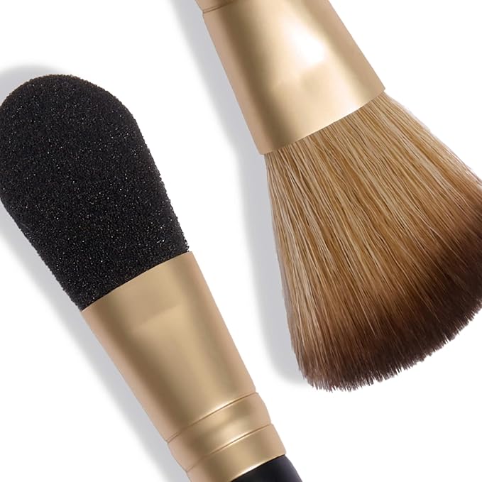 LAURA GELLER NEW YORK Dual-Ended Highlighter Brush - Multipurpose Makeup Brush for Highlighter, Blush, Bronzer and More - Includes Dual-Fiber Vegan Bristles and Satin Paddle for Flawless Application-GlimoraGlow
