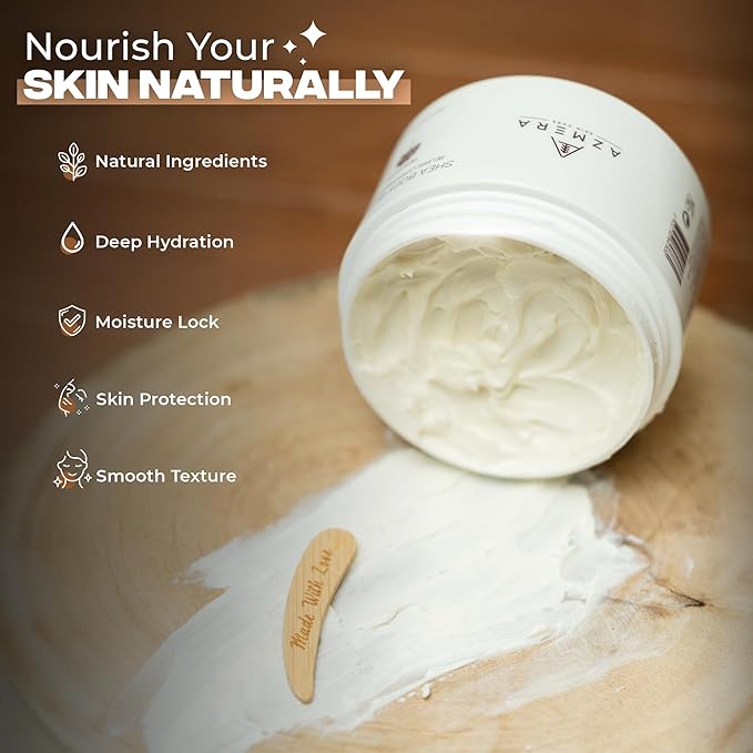 AZMERA Handcrafted Whipped Shea Body Butter – Refreshing Mint & Eucalyptus Scented Moisturizer for Dry, Sensitive Skin, Argan Oil & Vitamin E – Vegan, Non-Greasy Skincare – 8.82 oz-GlimoraGlow