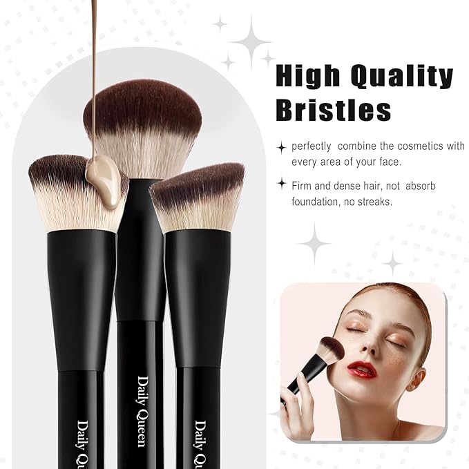 25 pcs Makeup Brush Set Holder Black Professional Kabuki Powder Concealers Eye shadows Blush Eyeliner Eyebrow Contour Eye blending Brushes (25pcs brush with holder)-GlimoraGlow