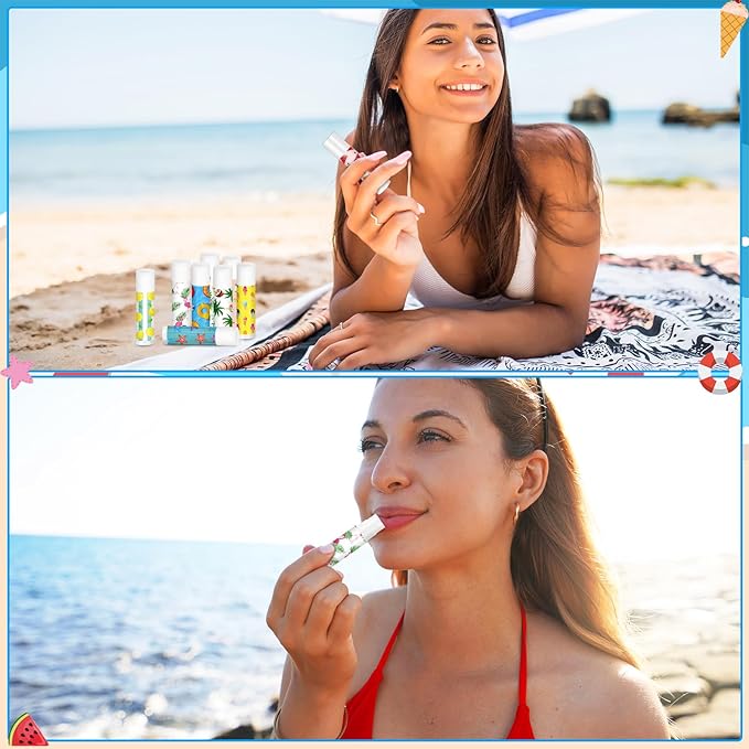 100 Pcs Summer Lip Balm Bulk Moisturizing Lip Balm Jasmine Flavor Lip Balms Cream Tropical Hawaiian Beach Luau Party Lip Care Product for Stocking Stuffers Beauty Gifts Women Men-GlimoraGlow