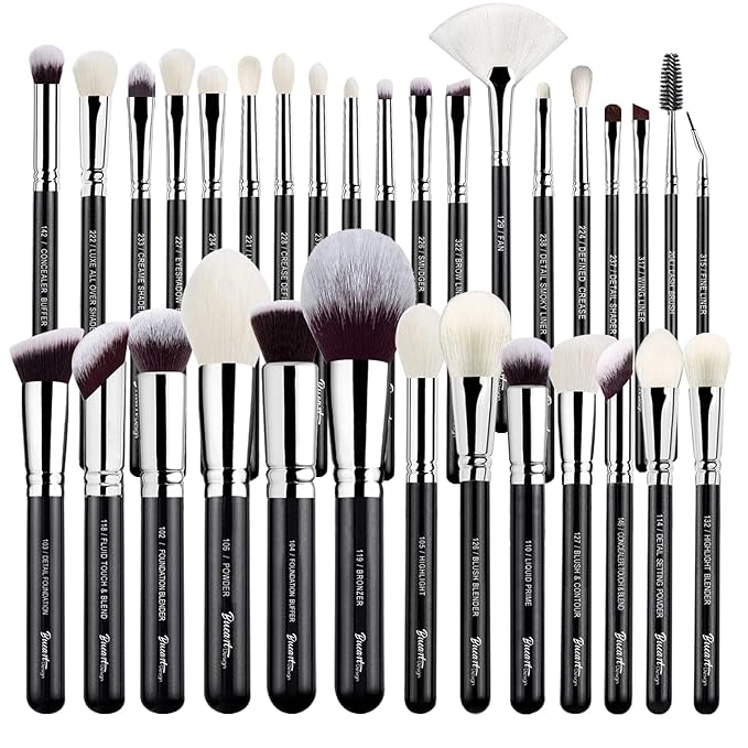 Pro makeup Artist Brushes Set 32Pcs Luxury Goat Hair Horse hair Makeup Brush Set eye and face brushes for every possibility By Bueart Design-GlimoraGlow