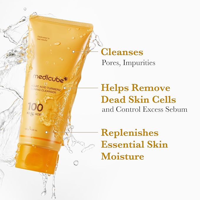 medicube Kojic Acid Turmeric Whip Cleanser | Daily Facial Cleanser for Brightening, Balancing Skin Tone & Texture | Fade Appearance of Uneven Patches & Ideal for Use After Spot Care | Korean Skincare-GlimoraGlow