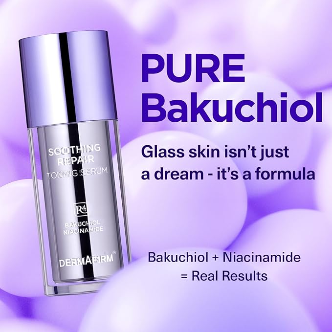 DERMAFIRM Bakuchiol Retinol Serum for Glass Skin with Niacinamide & Peptides | Daily Korean Skin Care for Sensitive Skin | Soothing Repair Toning Serum R4 for Glass Skin-GlimoraGlow