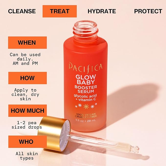 Pacifica Vitamin C Face Serum - Glow Baby Booster Facial Serum - Glycolic Acid Serum For Face - Dark Spot Corrector Anti Aging Brightening - Dermatologist Tested, Fragrance Free, Clean Skin Care Vegan-GlimoraGlow