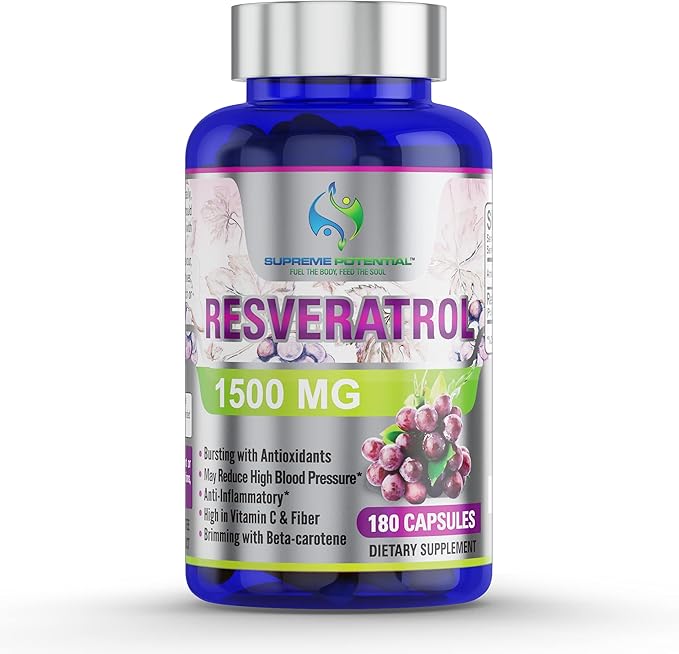 100% Pure Resveratrol Extract for Anti-Aging & Heart Health - 1500mg Maximum Strength (1)-GlimoraGlow