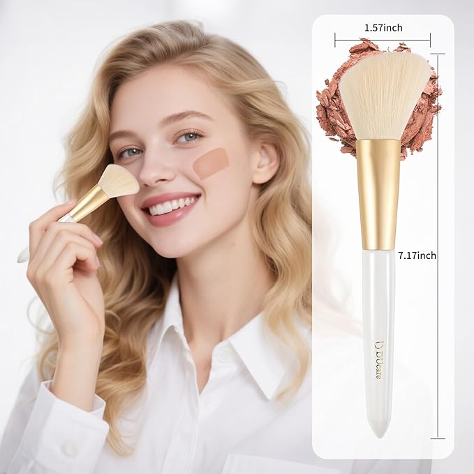 DUcare Angled Blush Brush, Fluffy Blush Brush for Cheeks, Multi-Purpose Face Makeup Brushes for Cream, Liquid Or Powder, Bronzers, Vegan & Cruelty-Free-GlimoraGlow