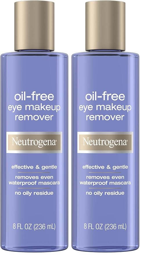 Neutrogena Gentle Oil-Free Eye Makeup Remover & Cleanser for Sensitive Eyes, Non-Greasy Makeup Remover, Removes Waterproof Mascara, Dermatologist & Ophthalmologist Tested, 8.0 fl. oz (Pack of 2)-GlimoraGlow