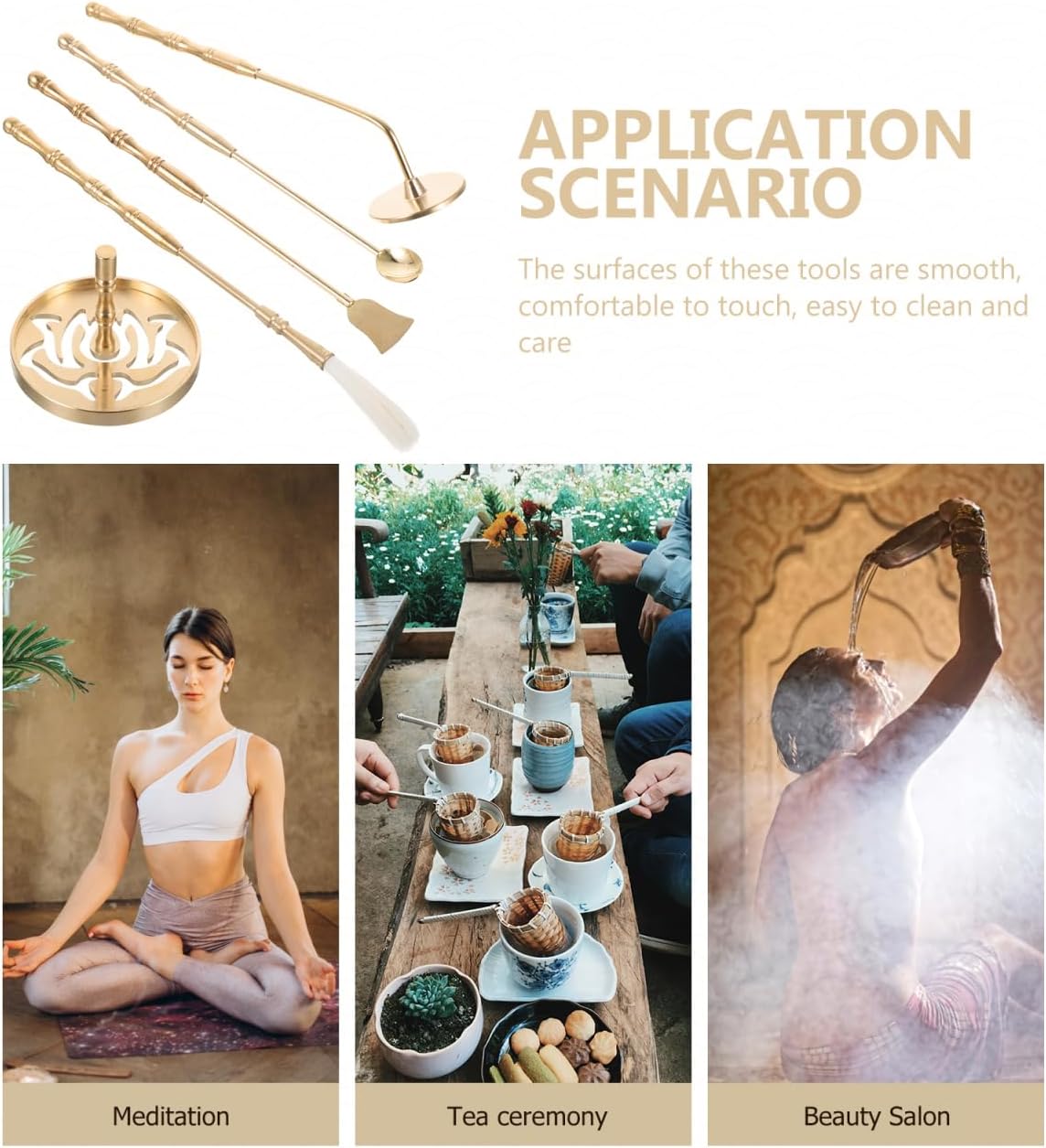 Incense Burner Kit 5pcs - Incense Cone Molds, Press, Shovel, Brush - Brass Chinese Incense Burner Kit Incense Making Kit for Yoga Meditation DIY Home Fragrance-GlimoraGlow