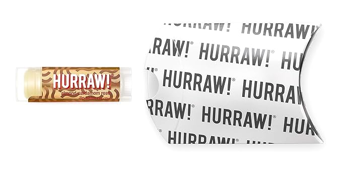 Hurraw! Almond, Cardamom, Rose (Vata) Lip Balm: Organic, Certified Vegan, Cruelty and Gluten Free. Non-GMO, 100% Natural Ingredients. Bee, Shea, Soy and Palm Free. Made in USA-GlimoraGlow
