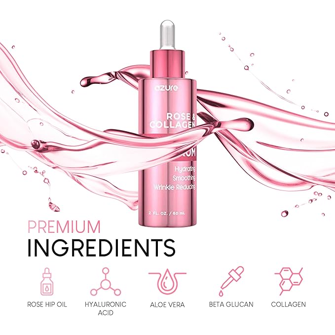 AZURE Rose & Collagen Revitalizing Eye Serum - Hydrating & Smoothing | Reduces Wrinkles, Fine Lines & Under Eye Bags | Minimize Signs of Aging | Made in Korea - 60mL-GlimoraGlow