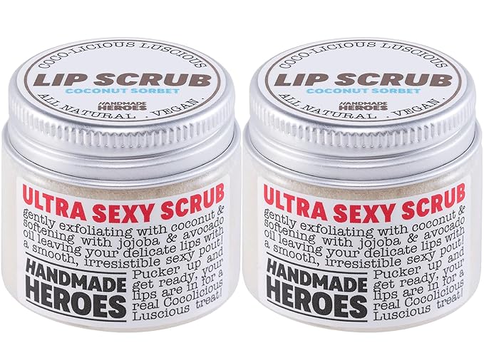 100% Natural Lip Scrub for Soft, Smooth Lips, Vegan Lip Scrub Gentle Exfoliator for Chapped and Dry Lips. 2 pc Coconut Lip Exfoliator Set lip exfoliator.-GlimoraGlow