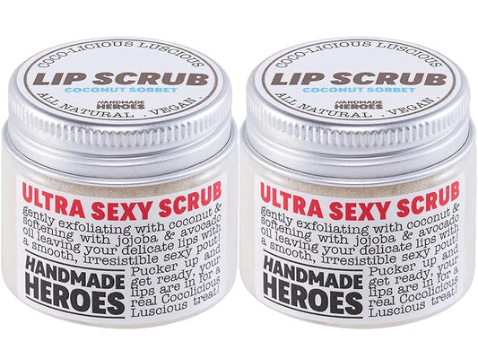 100% Natural Lip Scrub for Soft, Smooth Lips, Vegan Lip Scrub Gentle Exfoliator for Chapped and Dry Lips. 2 pc Coconut Lip Exfoliator Set lip exfoliator.-GlimoraGlow
