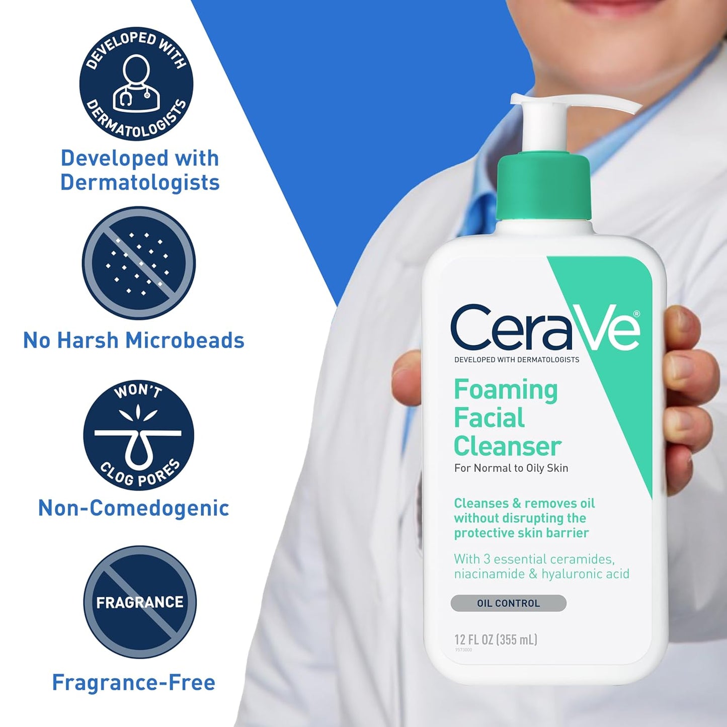 CeraVe Foaming Facial Cleanser, Daily Face Wash for Oily Skin, Hyaluronic Acid + Ceramides + Niacinamide, Fragrance Free & Paraben Free, Non-Drying Oil Control Face Wash, 8 Fluid Ounces-GlimoraGlow