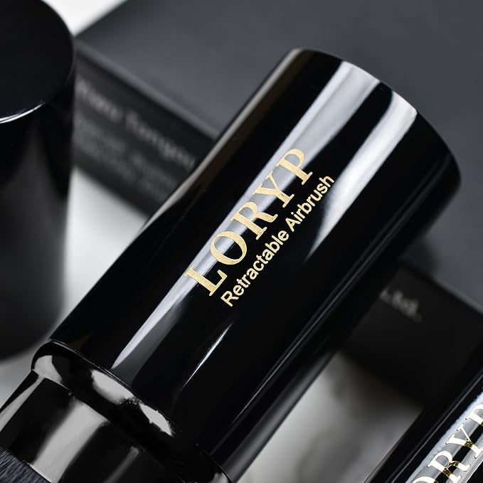 LORYP Retractable Makeup Brush Black Kabuki Foundation Brush for liquid Cream and Powder Makeup 2 Pack Travel Makeup Brush Set-GlimoraGlow