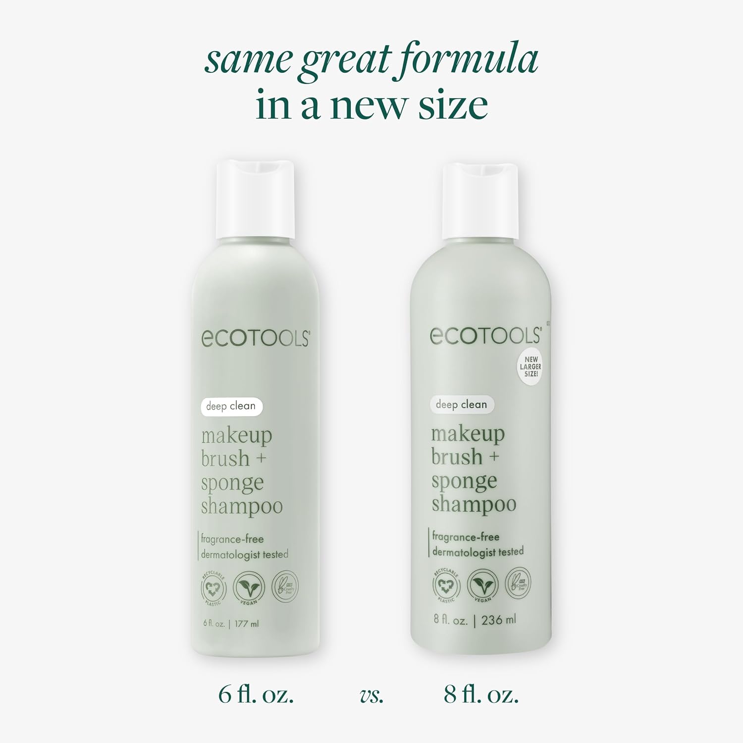 EcoTools Cleanser Shampoo for Makeup Brush/Sponge/Puffs, Remove Makeup & Impurities, Fragrance-Free, No Harsh Chemicals, Vegan & Cruelty-Free, 6 fl.oz./177 ml, 1 Count-GlimoraGlow