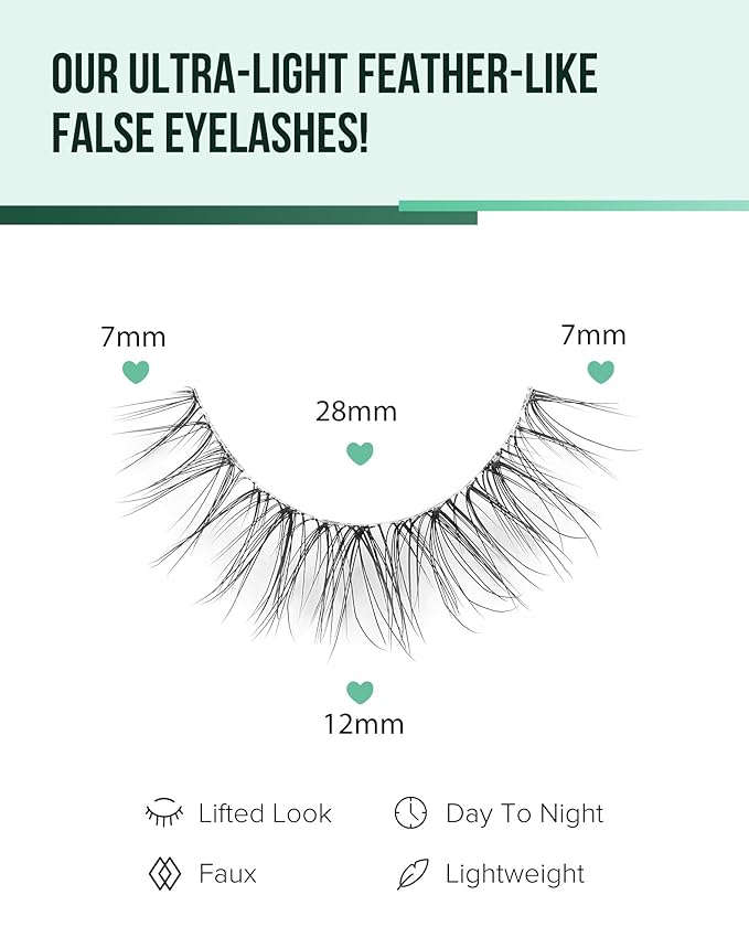 Eyelashes Natural Look Wipsy Lashes Natural Fake Lashes Clear Band Lashes Fluffy Mink Lashes Strip Lashes 12MM Demi Wispies Eyelashes-GlimoraGlow