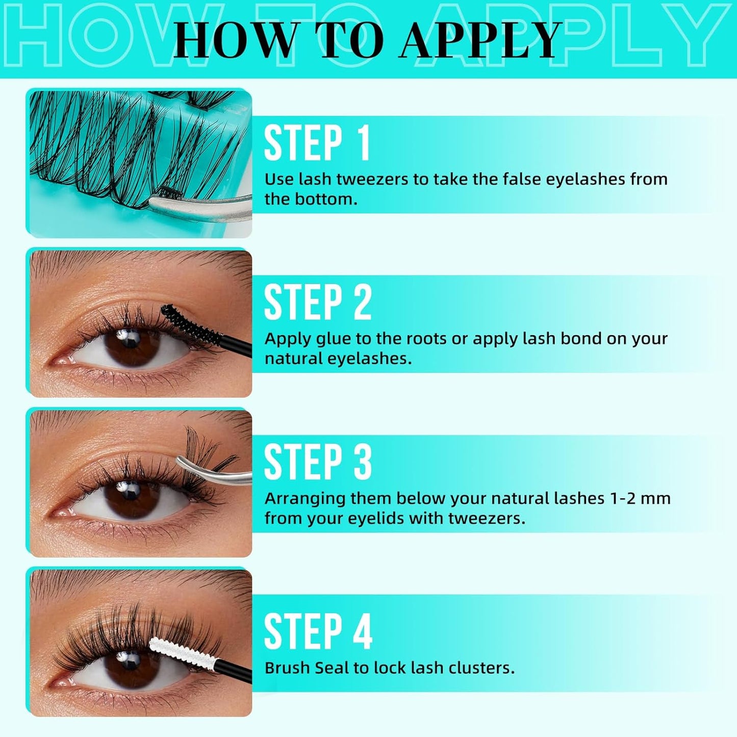 Lash Clusters Kit 200PCS 30D Eyelash Extension Kit D Curl Wispy Eyelash Clusters DIY Natural Individual Lashes Kits Lashes Extensions Kit with Lash Bond and Remover Eyelash Tweezer at Home（White Bond）-GlimoraGlow