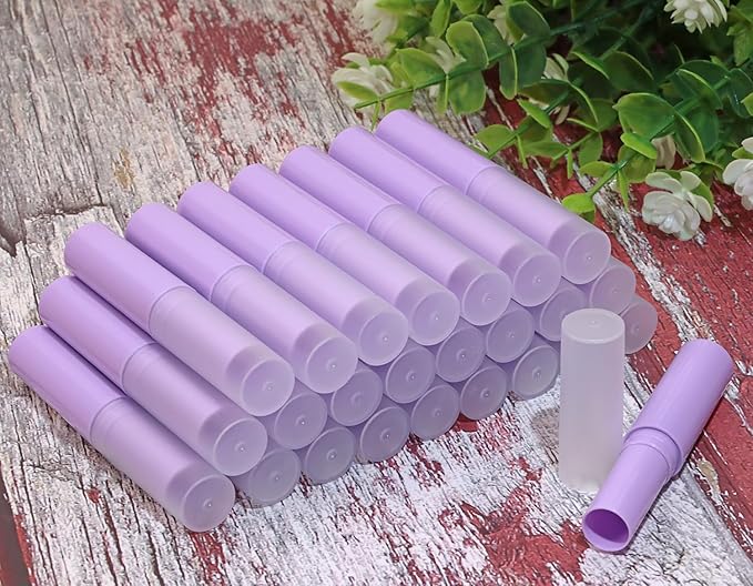 0.14oz Empty Flavored Lip Balm Container Tubes Plastic Homemade Moisturizing Lip Stick with Caps Bulk Fit for Women Adult DIY Making Supplies, 25 Count (Purple)-GlimoraGlow