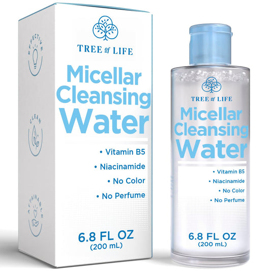 Tree of Life Beauty Micellar Cleansing Water (6.8fl oz) - Micellar Water Makeup Remover with Niacinamide, Vitamin B5, Glycerin - Eye Makeup Remover Liquid, No Rinse Needed-GlimoraGlow