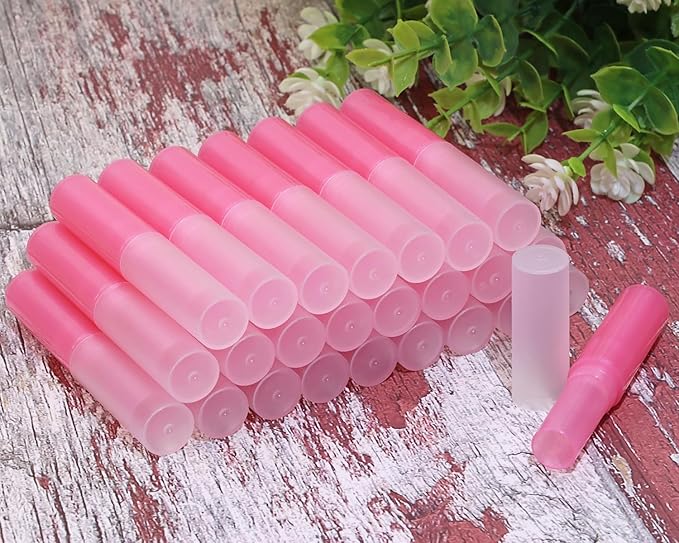 0.14oz Empty Flavored Lip Balm Container Tubes Plastic Homemade Moisturizing Lip Stick with Caps Bulk Fit for Women Adult DIY Making Supplies, 25 Count (Red)-GlimoraGlow