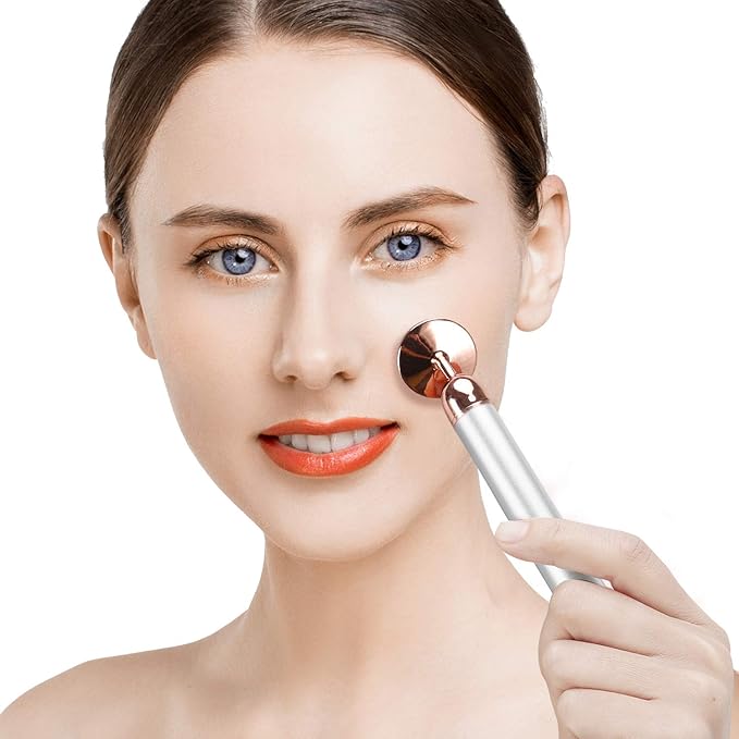 DANGSHAN 3-in-1 Electric Jade Roller 3D Roller Facial Roller & Face Massager, Rose Quartz-GlimoraGlow