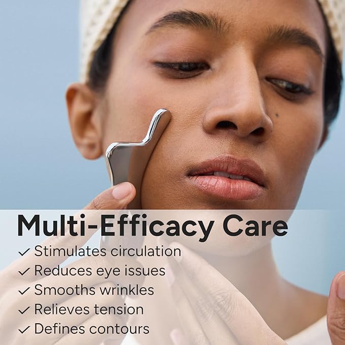 In My Eyes Gua Sha Tool for Face & Eye, Stainless Steel Gua Sha Facial Massager Tool for Reduce Puffiness, Ease Facial Tension & Promote Lymphatic Drainage-GlimoraGlow