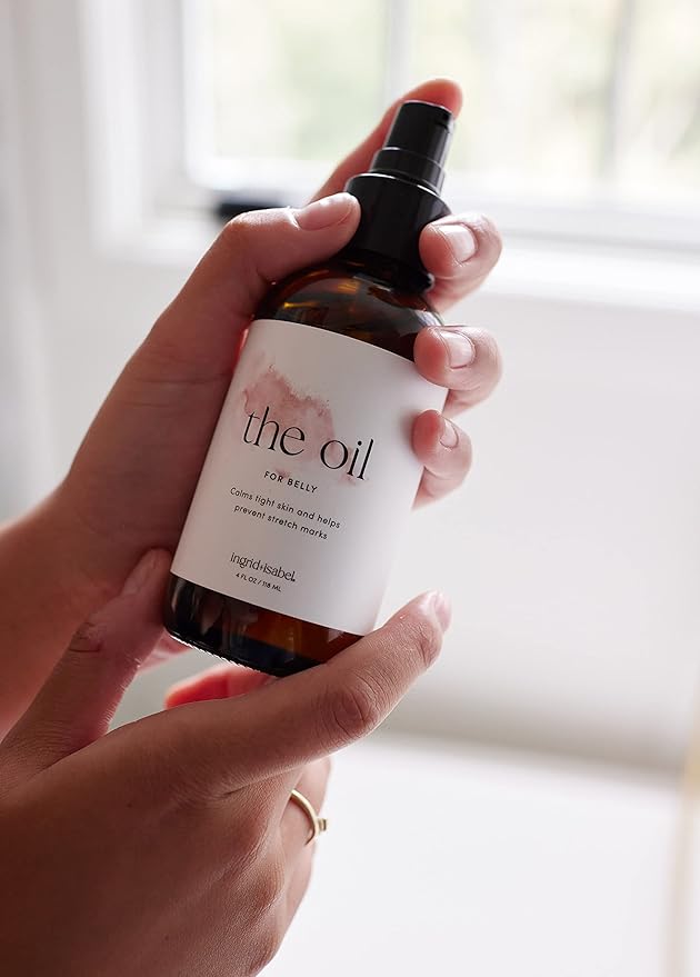 Ingrid & Isabel, The Oil, Organic Belly & Body Oil, Prevents Stretch Marks & Scars, Maternity & Pregnancy Skincare, 4 Fl Oz-GlimoraGlow