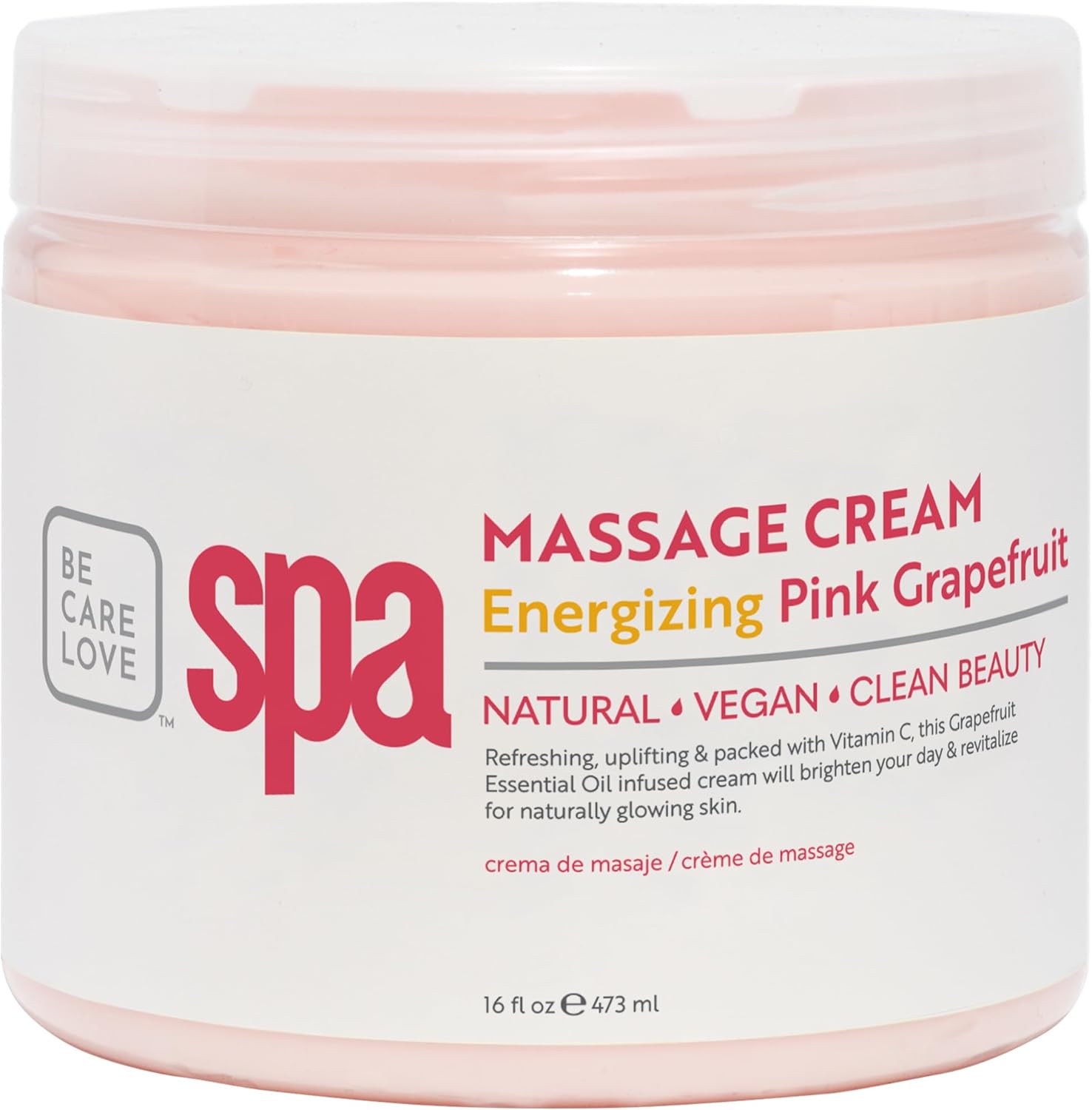 BCL SPA Massage Cream - Body Lotion & Body Cream with Organic Pink Grapefruit, Shea Butter, Aloe Vera, Vitamin E, Argan, and Almond Oils - Nourish & Revitalize skin. Home/Professional use 16 fl oz-GlimoraGlow
